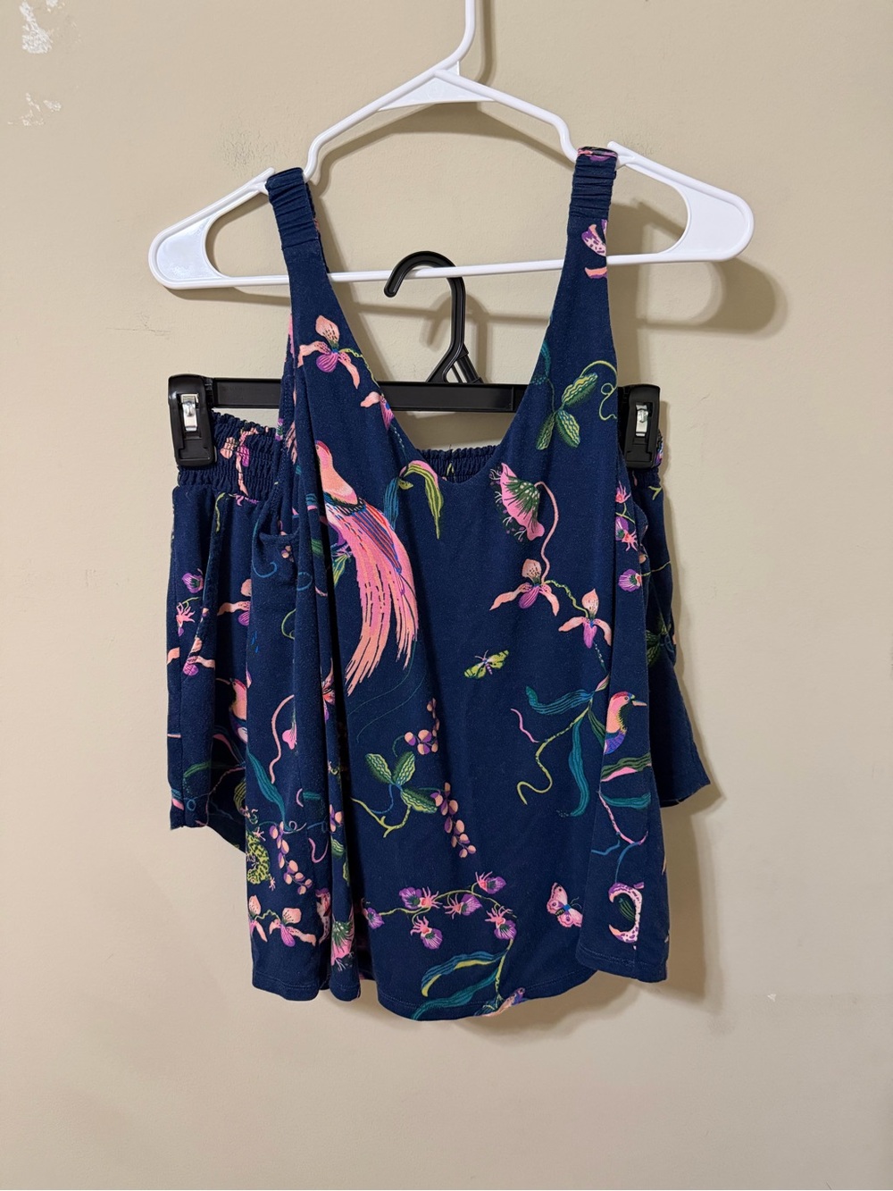 Soma Navy Floral Adjustable-Strap Camisole and pajama shorts set small/medium